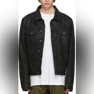 DIESEL Mens Black Coated Elshar Jogg Jean Jacket